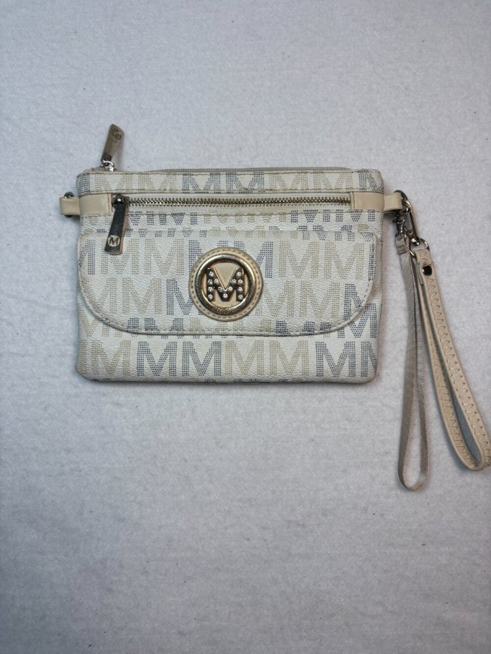 MKF Collection Mia K Laura Wristlet Crossbody Clutch Bag Cream M Signature Chic